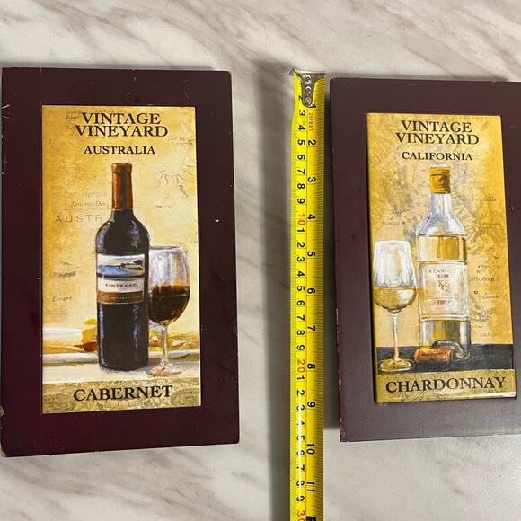 2- Vintage Vineyard Wine Plaques Cherry Wood Wall - Picture 4 of 9